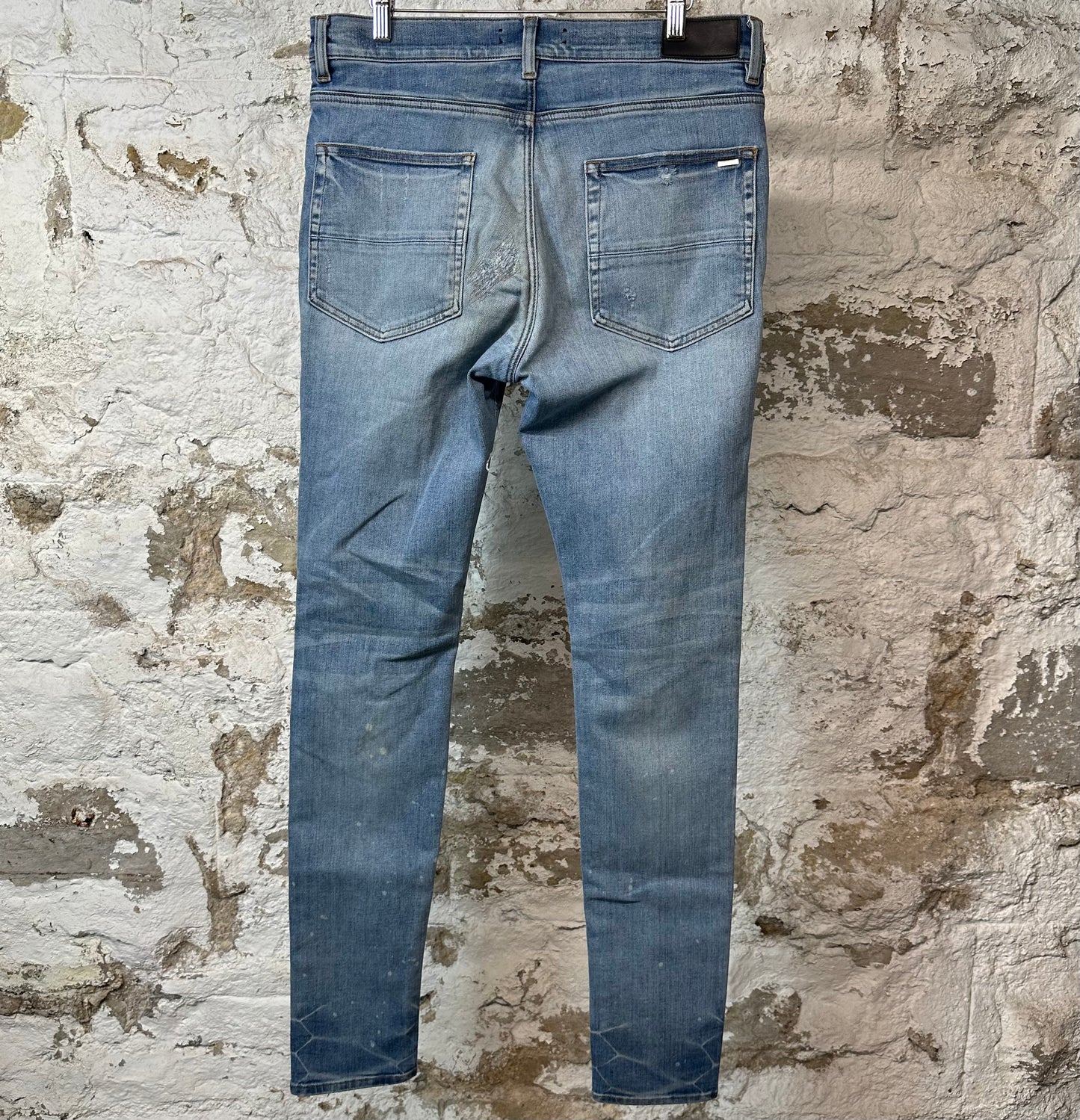 Amiri MX1 Light Blue Paisley Blue Denim Jeans Sz 34