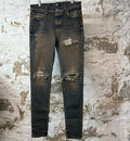 Amiri MX1 Plaid Dirty Blue Denim Jeans Sz 32