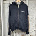 Burberry Sleeve Plaid Black Zip Up Hoodie Sz M