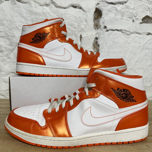 Air Jordan 1 Mid Metallic Orange Sz 15