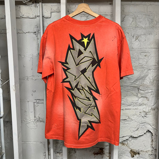 Hellstar Cracked Spellout Logo Red T-Shirt Sz M