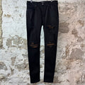 Amiri MX1 Brown Suede Black Denim Jeans Sz 34
