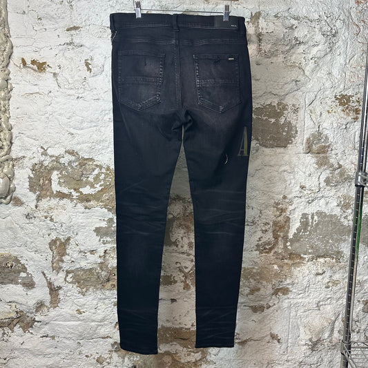 Amiri MX1 Camo Spell Black Denim Jeans Sz 36