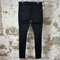 Amiri MX1 Black Leather Black Denim Jeans Sz 32