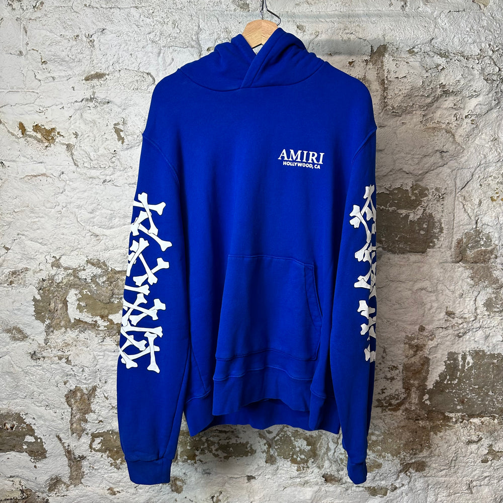 Amiri White Bone Stagger Hoodie Blue Sz L