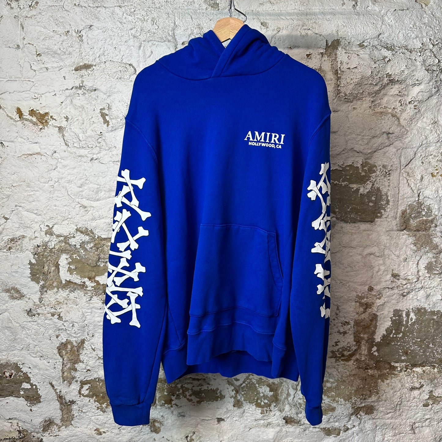 Amiri White Bone Stagger Hoodie Blue Sz L
