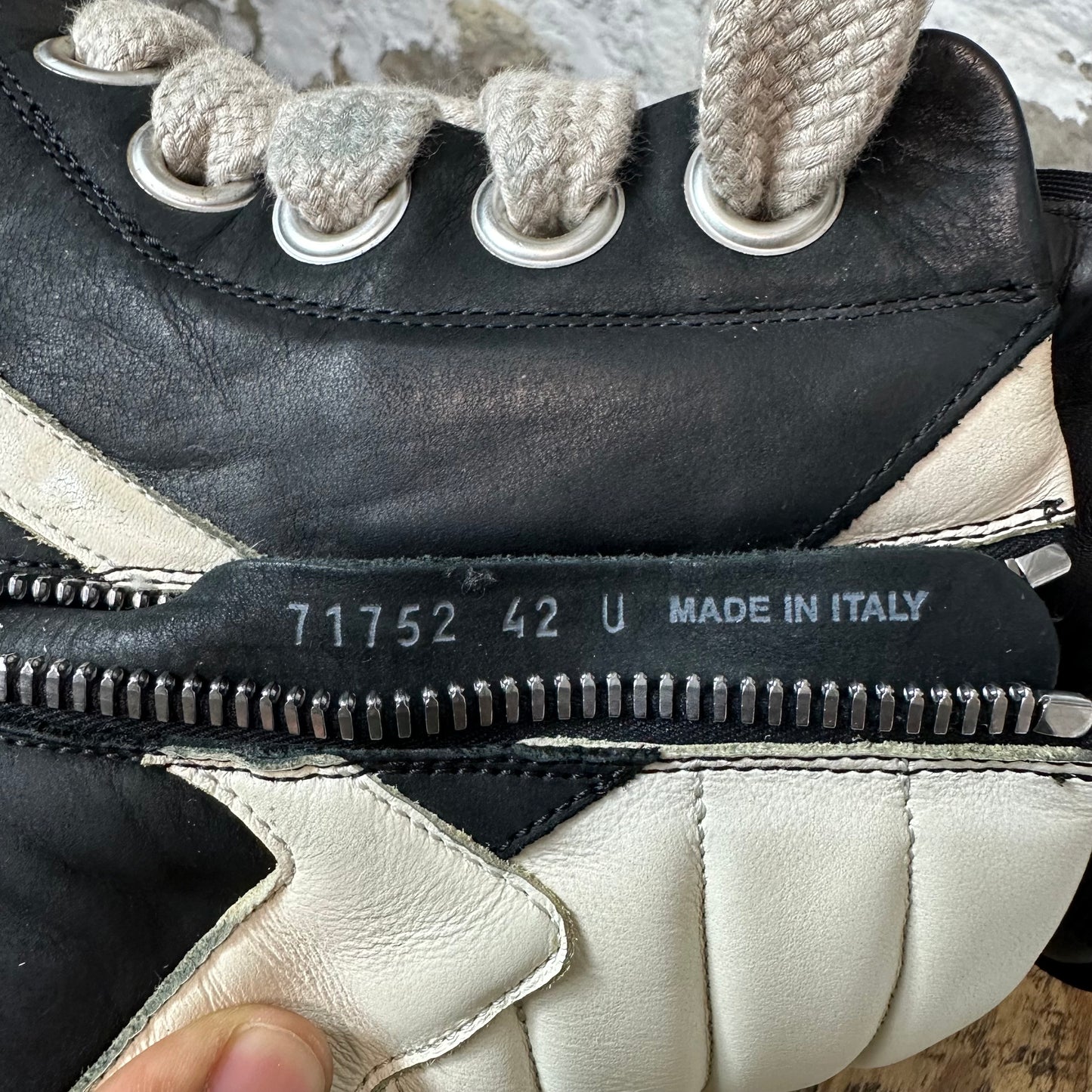 Rick Owens Jumbo Lace Geobasket Black Milk Sneaker Sz 9 (42)