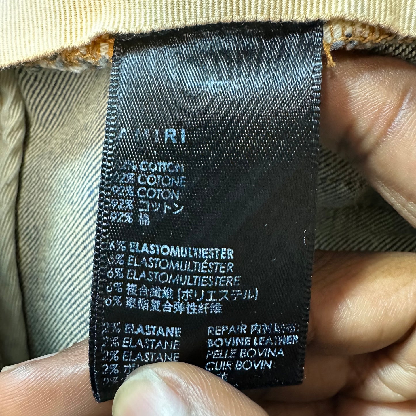 Amiri MX1 Black Leather Dark Blue Denim Jeans Sz 33