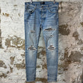 Amiri MX1 Plaid Flannel Blue Denim Jeans Sz 32