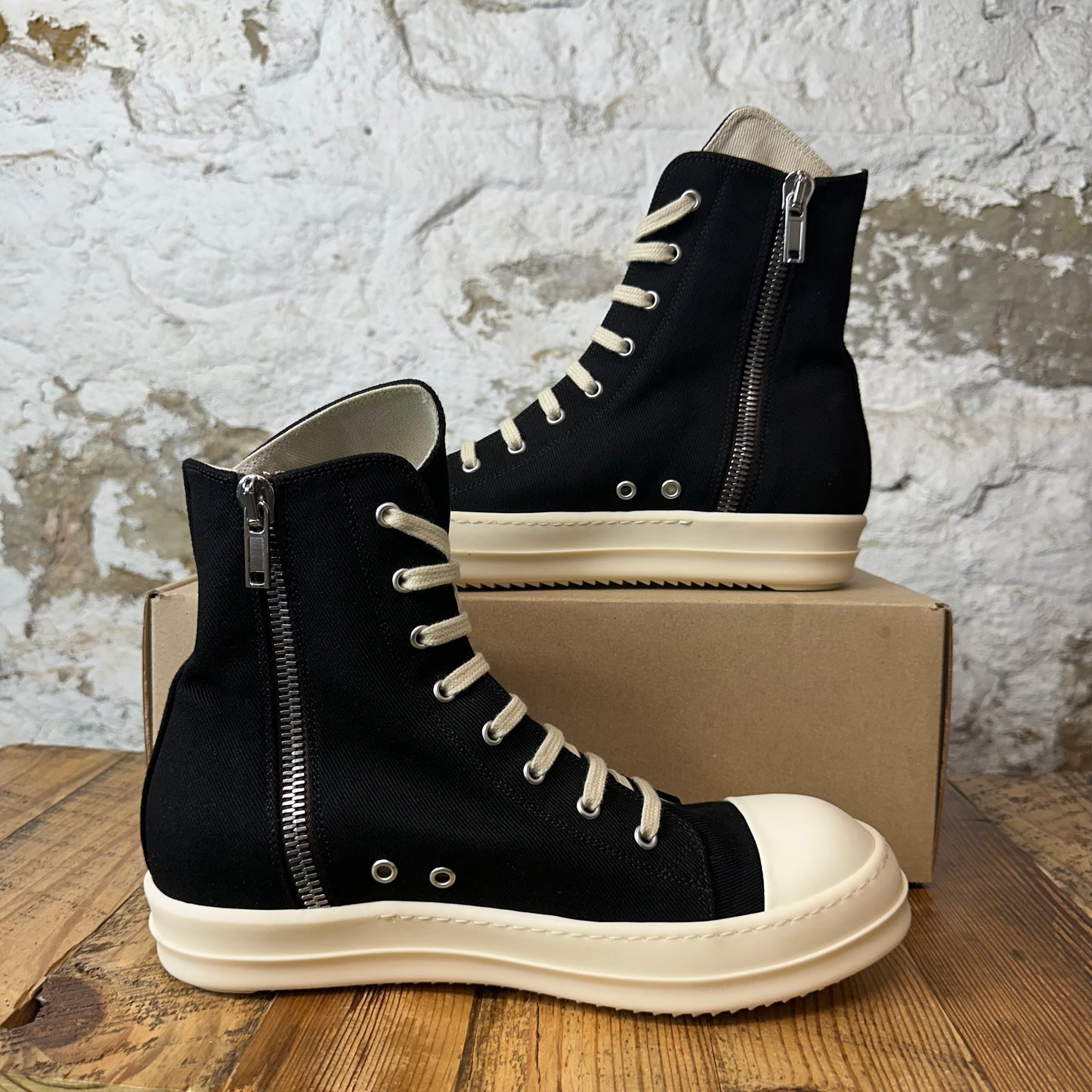 Rick Owens High Pentastitch Black Milk Sneaker Sz 9.5 (42.5)