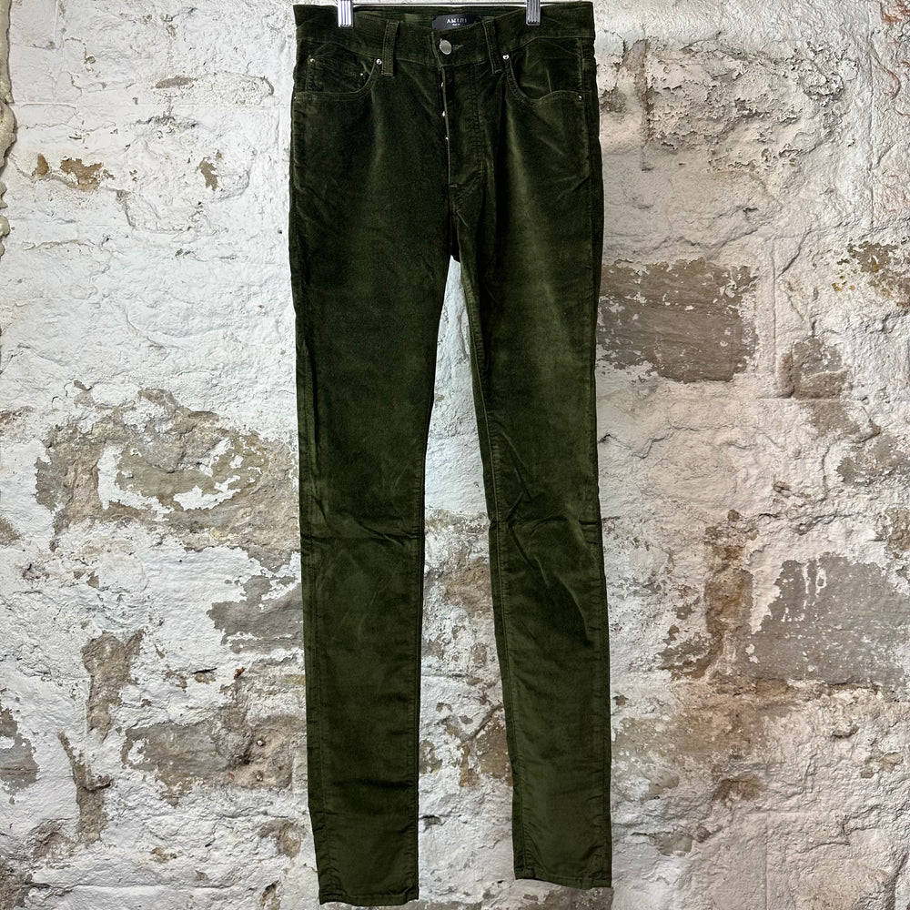Amiri Plain Green Velour Jeans Sz 30