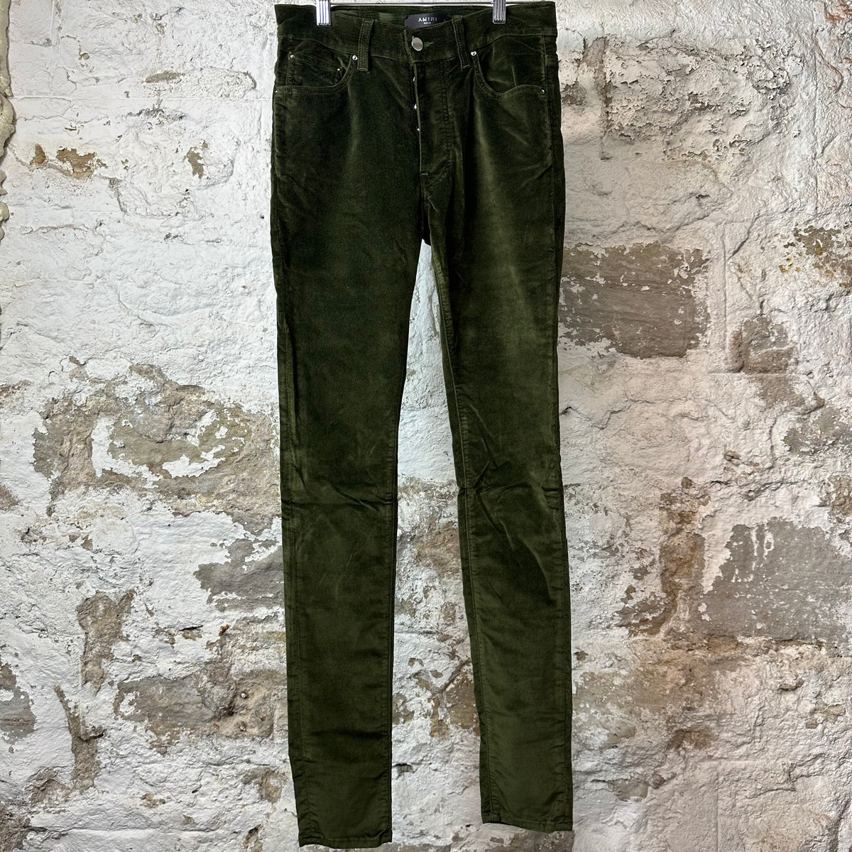 Amiri Plain Green Velour Jeans Sz 30