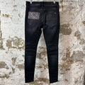 Amiri MX1 Grey Art Patch Black Denim Jeans Sz 32