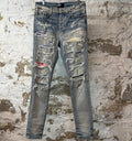 Amiri Multicolor Paisley Blue Denim Jeans Sz 34