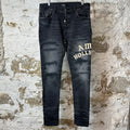 Amiri Hollywood Logo Faded Black Denim Jeans Sz 34