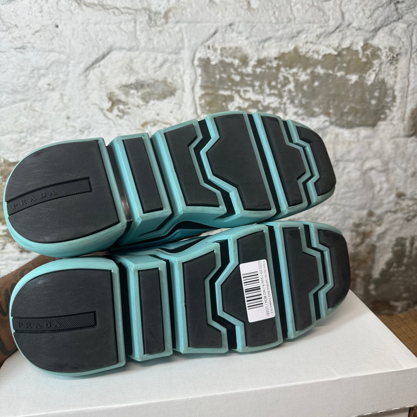 Prada Techno Teal Blue Black Sneaker Sz 8