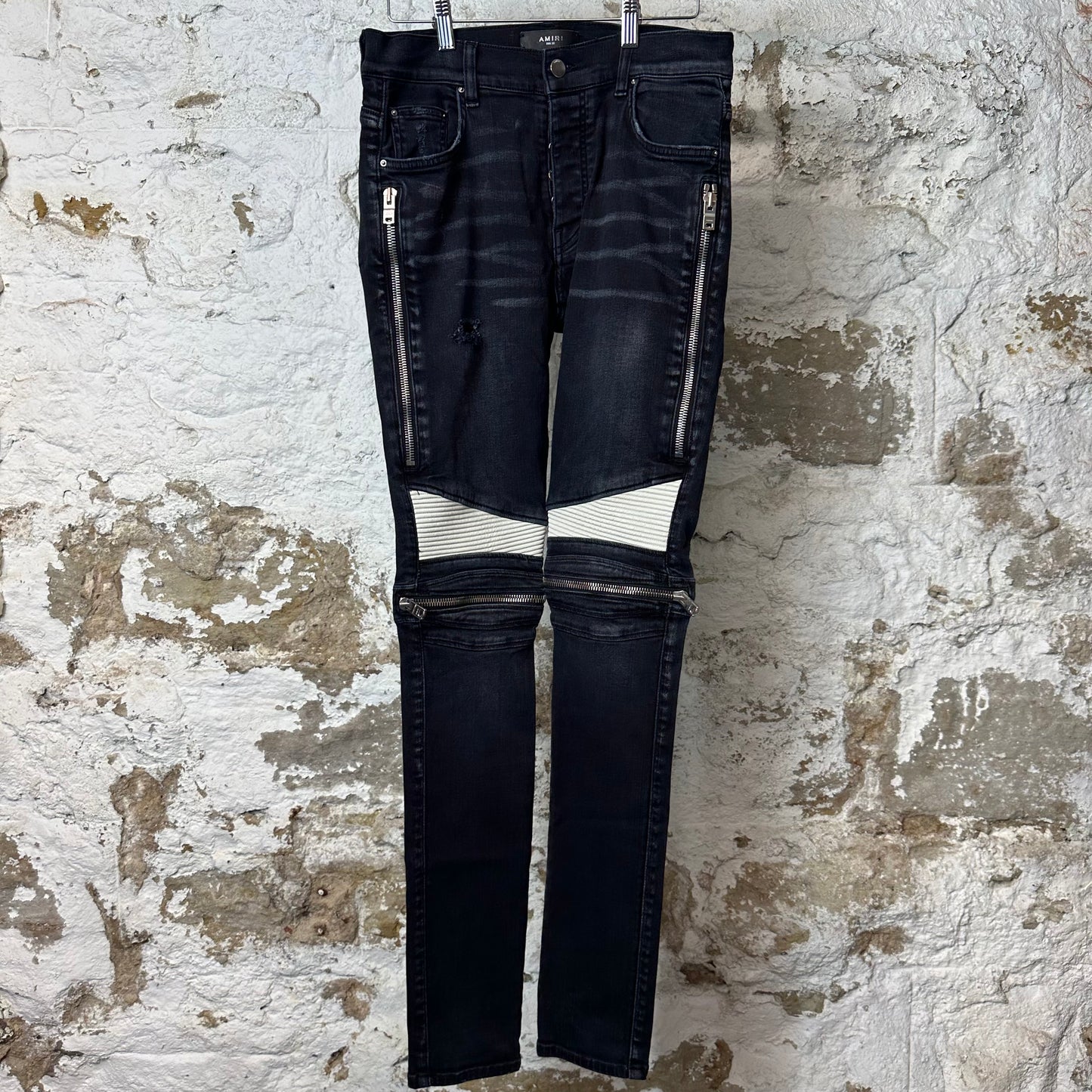 Amiri MX2 White Patch Black Denim Jeans Sz 29