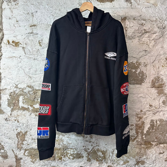 Bottega Desires Sleeve Logos Black Zip Up Hoodie Sz XXL