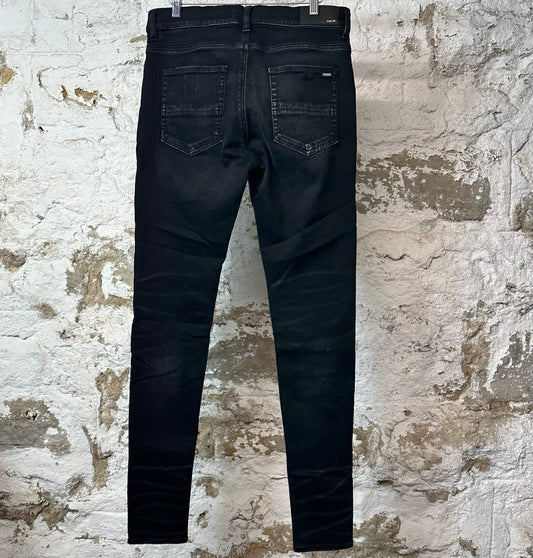 Amiri MX1 Red Suede Black Denim Jeans Sz 32