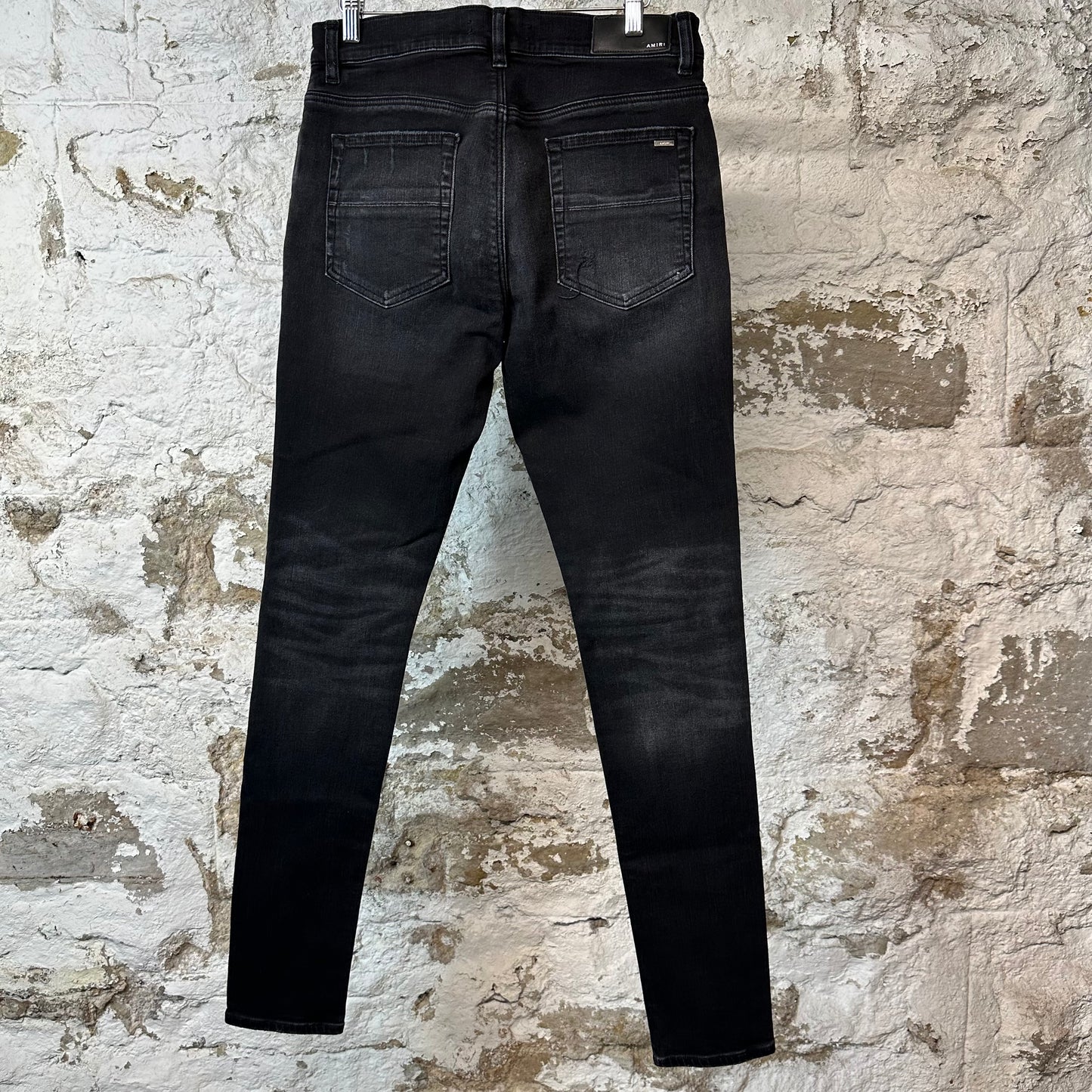 Amiri MX1 Red Suede Faded Black Denim Jeans Sz 30