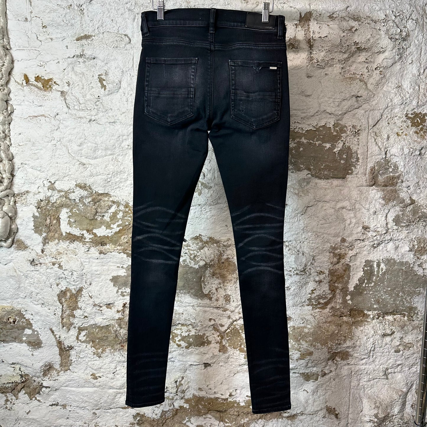 Amiri MX1 Marble Patch Black Denim Jeans Sz 28