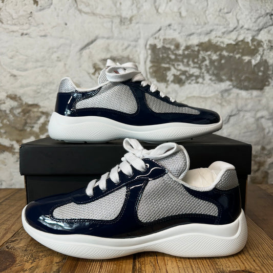 Prada Americas Cup Navy Patent Grey White Sneaker Sz 5.5 (37.5)