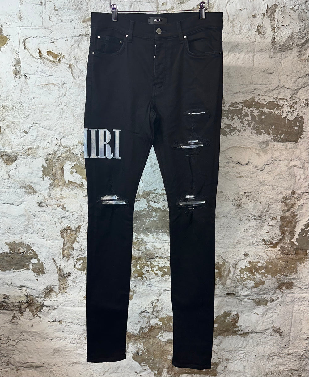 Amiri Blue Tie Dye Spell Black Denim Jeans Sz 33