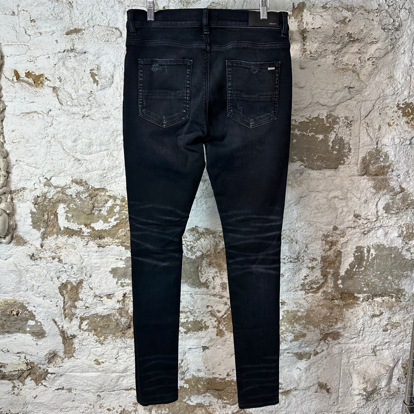 Amiri Leopard Thrasher Black Denim Jeans Sz 32