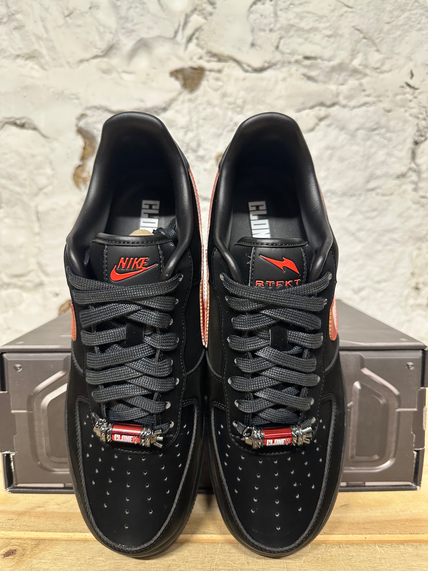 Nike Air Force 1 Low RTFKT Clone x Human Black Sz 9 DS