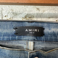 Amiri MX1 Black Suede Blue Denim Jeans Sz 31