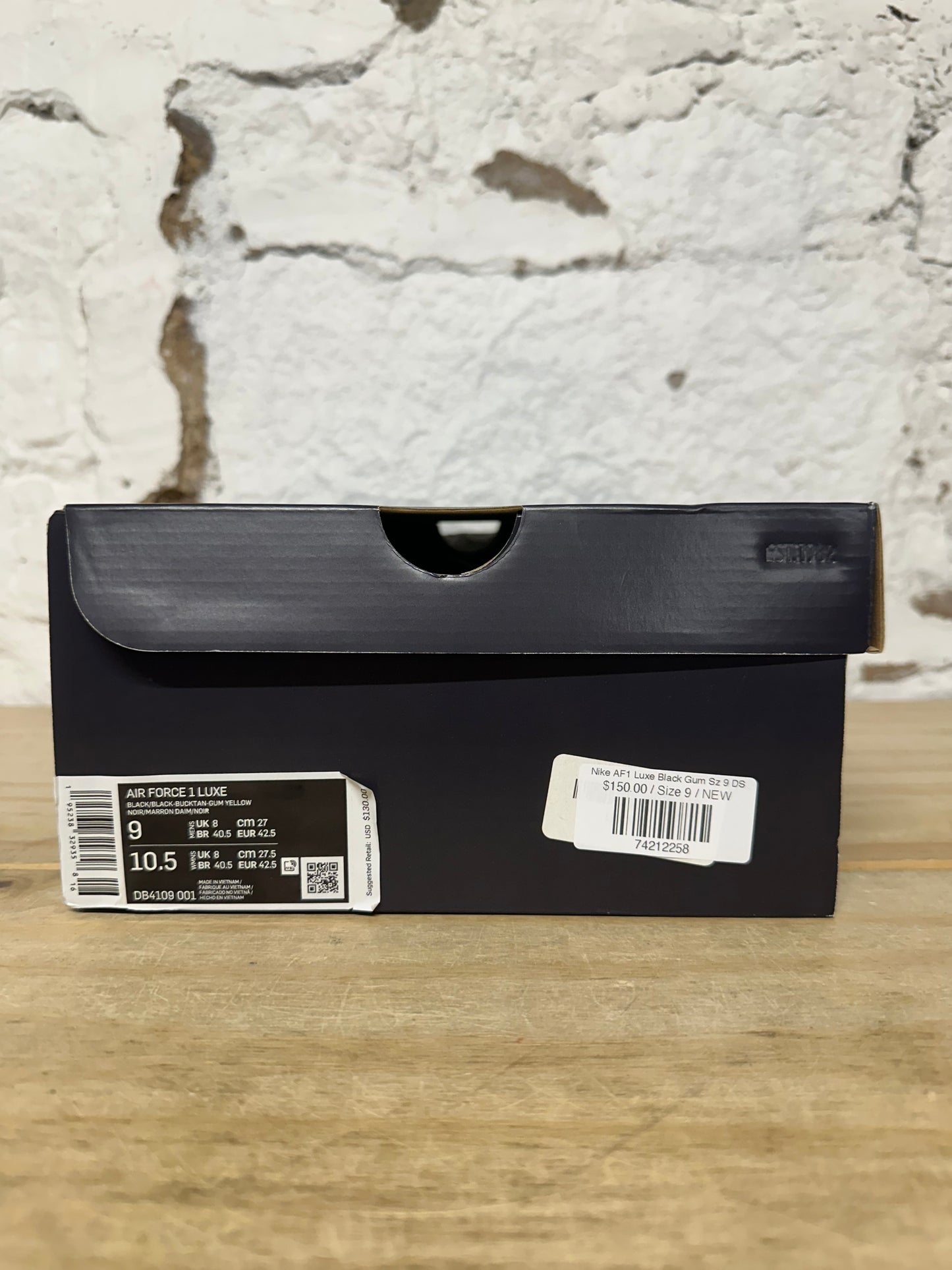 Nike Air Force 1 Low Luxe Black Gum Sz 9 DS