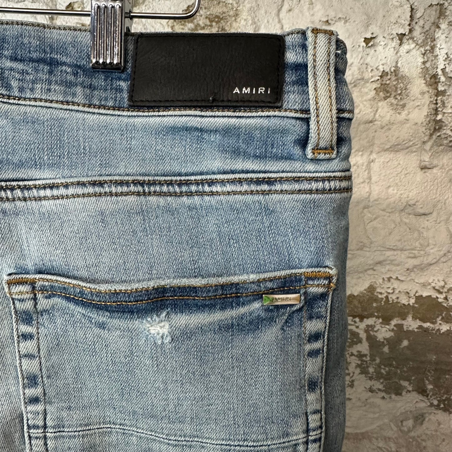 Amiri MX1 Black Paisley Thrasher Blue Denim Jeans Sz 34