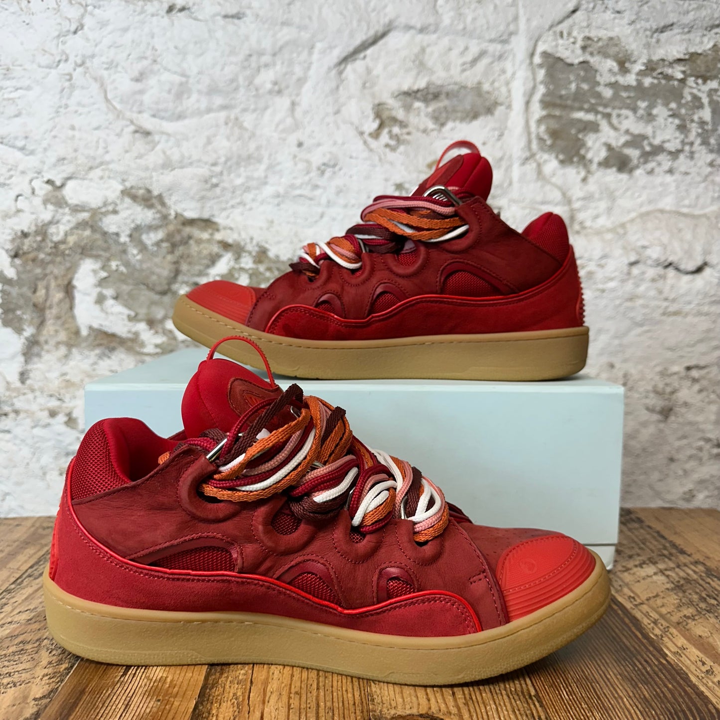 Lanvin Curb Multicolor Lace Red Gum Sneaker Sz 13 (46)