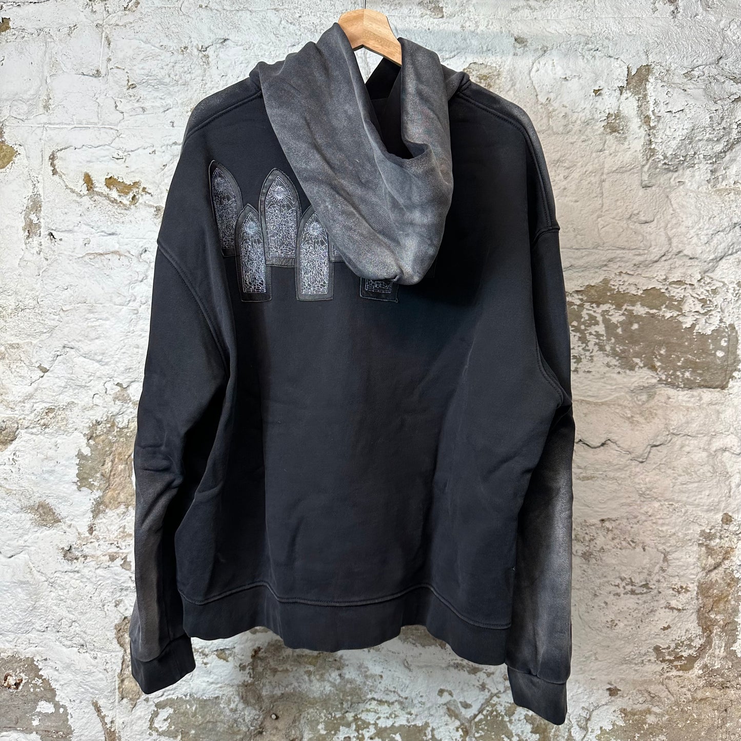 Who Decides War Stained Glass Hoodie Faded Black Sz M