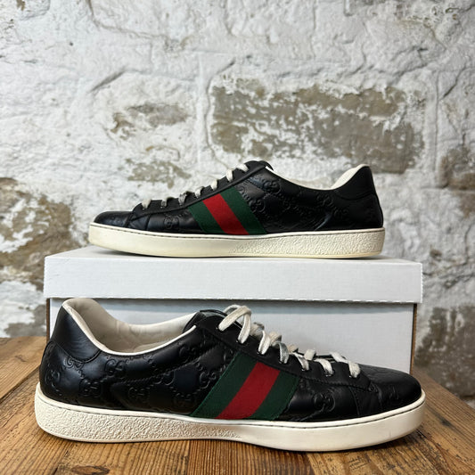 Gucci Black Embossed GG Monogram Ace Sneaker Sz 11.5