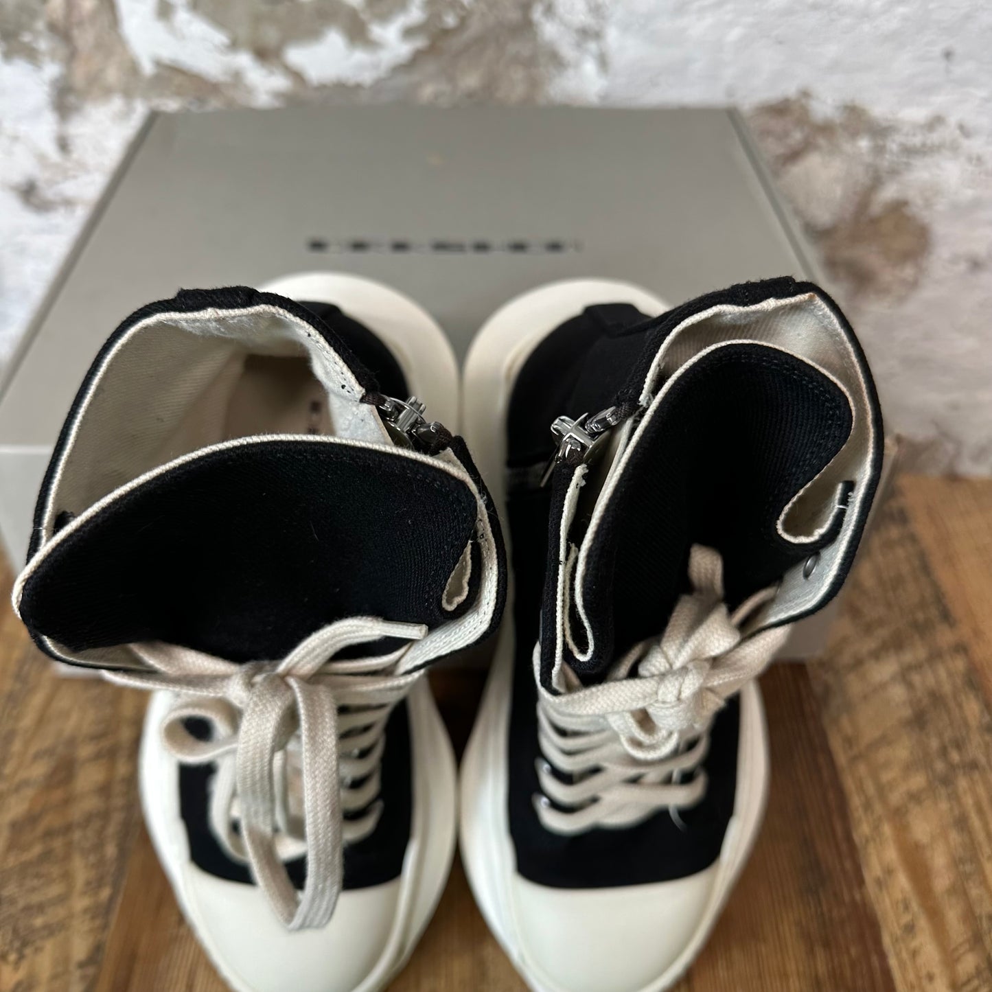 Rick Owens High Pentastitch Abstract Black Milk Sneaker Sz 6.5 (39)