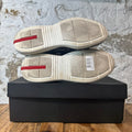 Prada Americas Cup Navy Patent Grey White Sneaker Sz 11