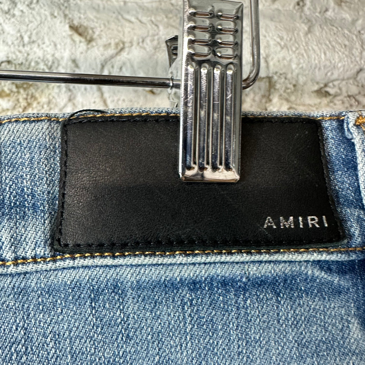 Amiri Purple Suede Core Logo Blue Denim Jeans Sz 32