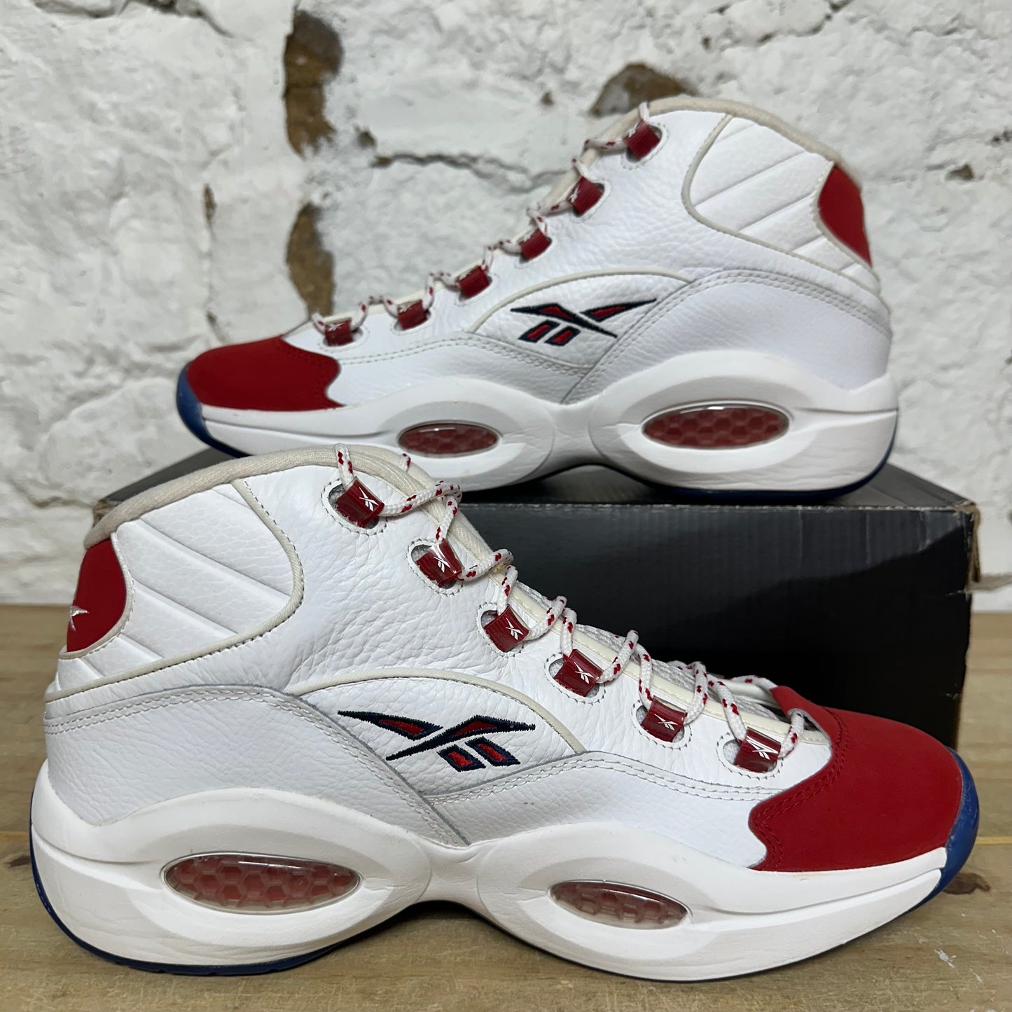 Reebok Question Mid Red Toe 75th Anniversary Sz 10.5