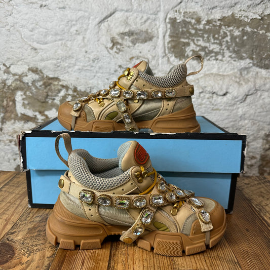 Gucci Flashtrek Crystal Beige Sneaker Sz 4.5 (36.5)