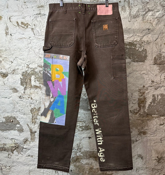 Better With Age Knucklehead Double Knee Brown Pants Sz 32