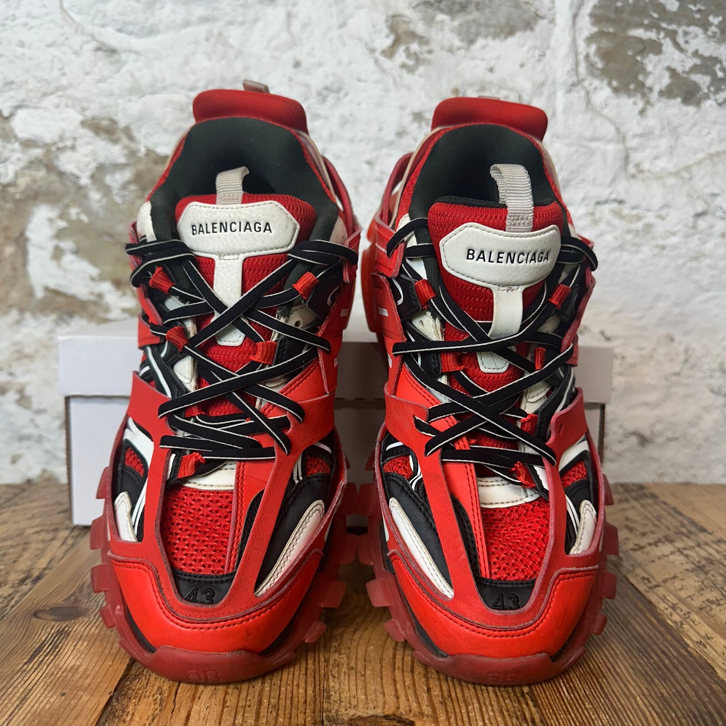 Balenciaga Track Runner Red Black White Sneaker Sz 10 (43) (Rip)