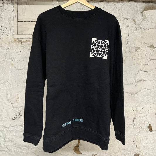 Off White Peace Logo Crewneck Black Sz XXS (L)