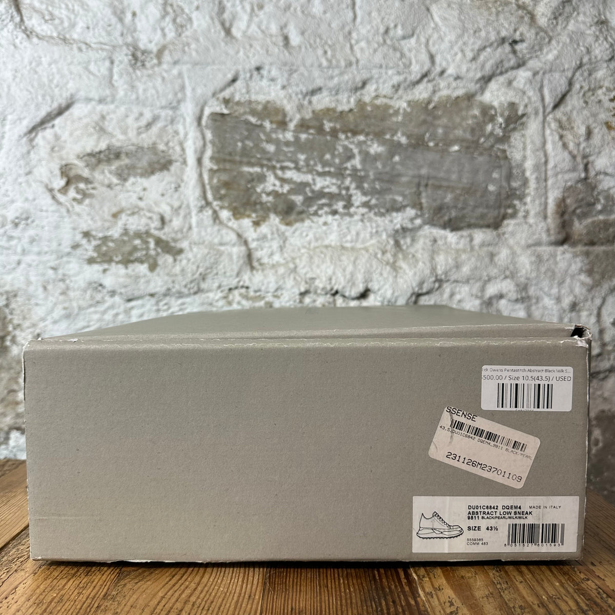 Rick Owens Pentastitch Abstract Black Milk Sneaker Sz 10.5 (43.5)