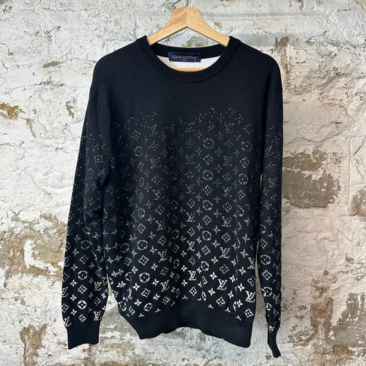 Louis Vuitton White Monogram Gradient Black Crewneck Sz L