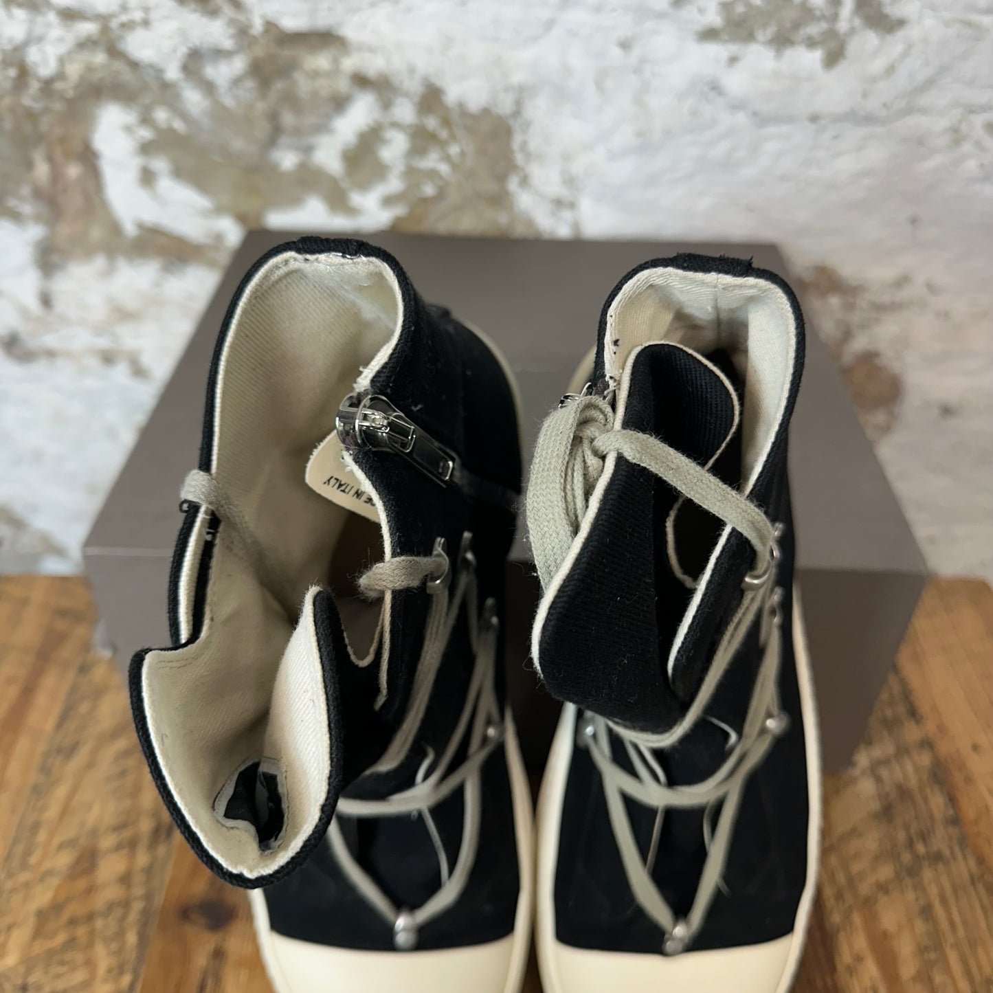 Rick Owens High Hexa Lace Black Milk Sneaker Sz 14 (47)
