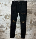 Amiri MX1 Gold Patch Black Denim Jeans Sz 34