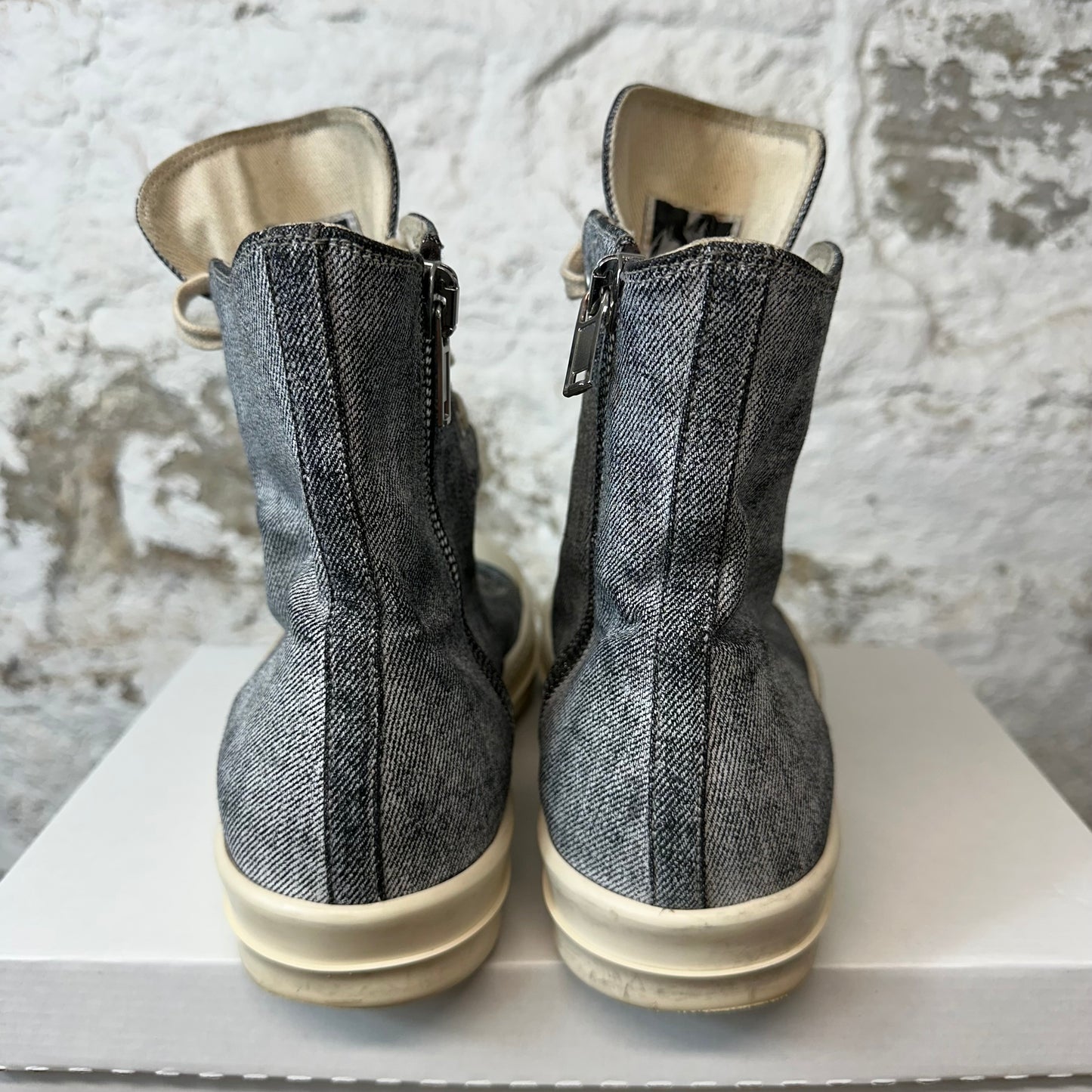 Rick Owens DRKSHDW Denim Cream High Sneaker Sz 9 (42) No Box