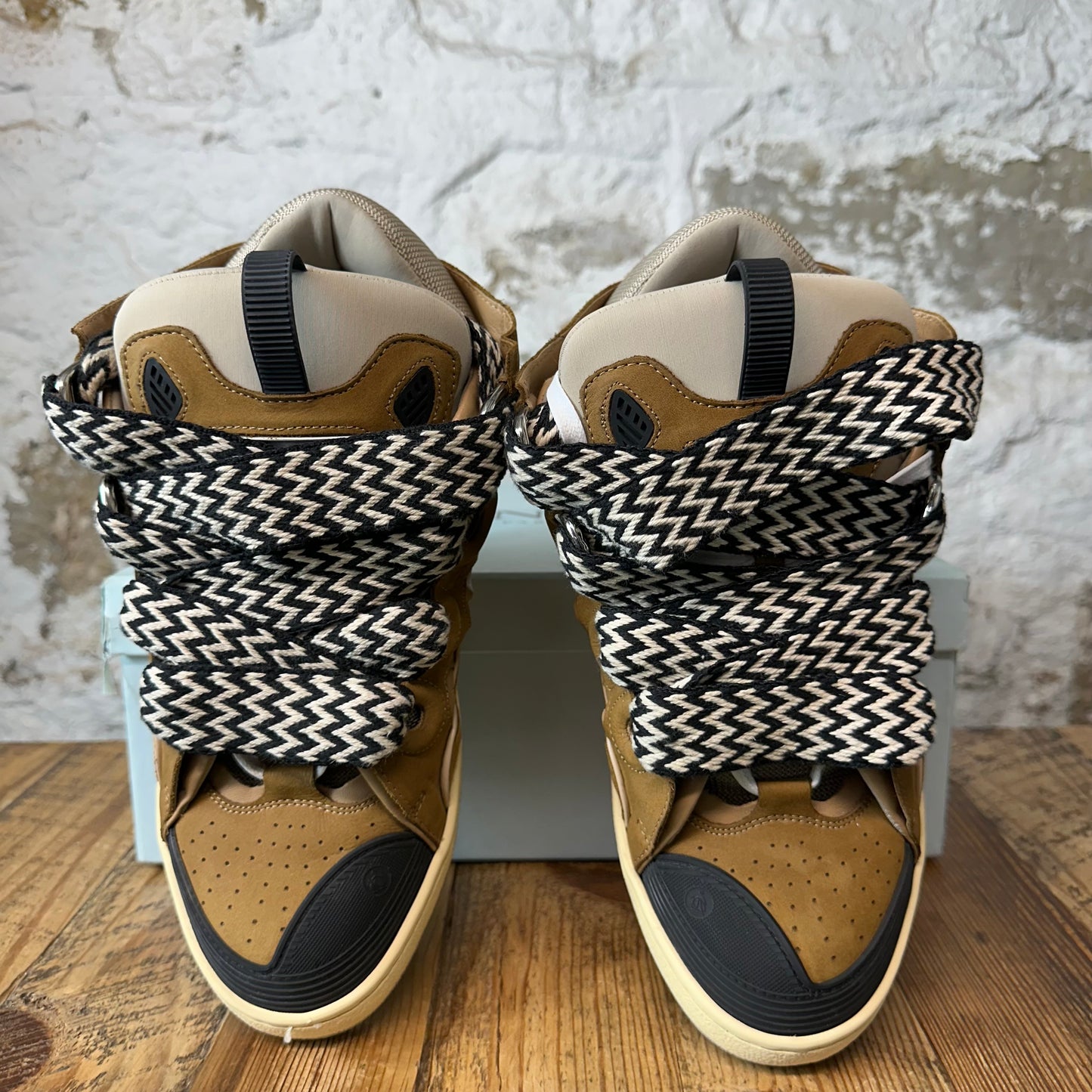 Lanvin Curb Black White Lace Brown Sneaker Sz 11 (44)
