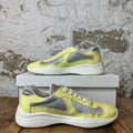 Prada Americas Cup Lemon Patent Grey White Sneaker Sz 8.5